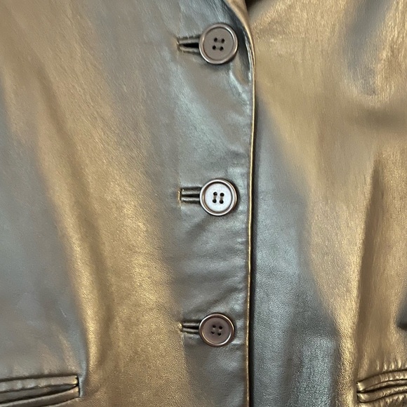 GENUINE LEATHER Brown MARGARET GODFREY Women's Vintage 3-Button Jacket. Size: XL - Picture 13 of 13